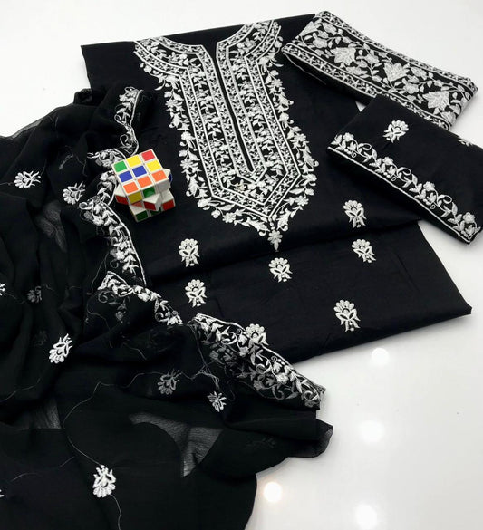SHAISTA LODHI STYLE EMBROIDERED LAWN COTTON THREE PIECE