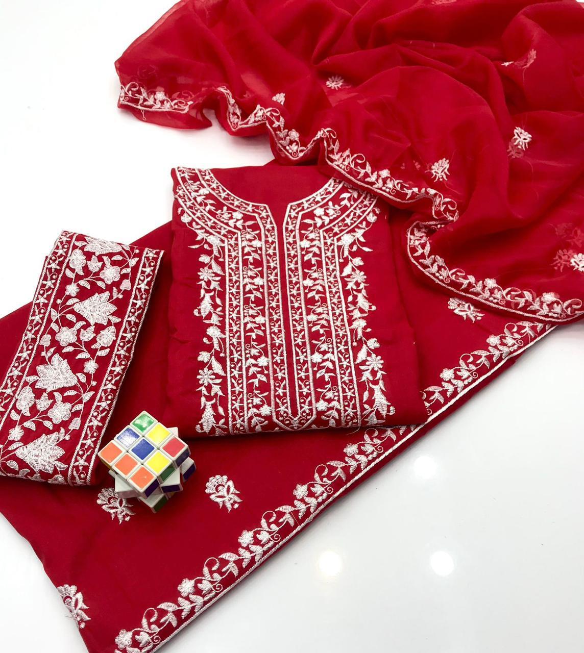 SHAISTA LODHI STYLE EMBROIDERED LAWN COTTON THREE PIECE