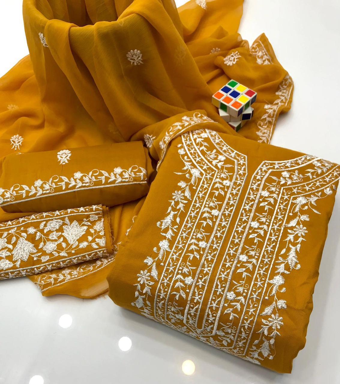 SHAISTA LODHI STYLE EMBROIDERED LAWN COTTON THREE PIECE