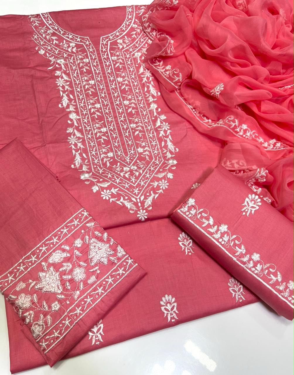 SHAISTA LODHI STYLE EMBROIDERED LAWN COTTON THREE PIECE