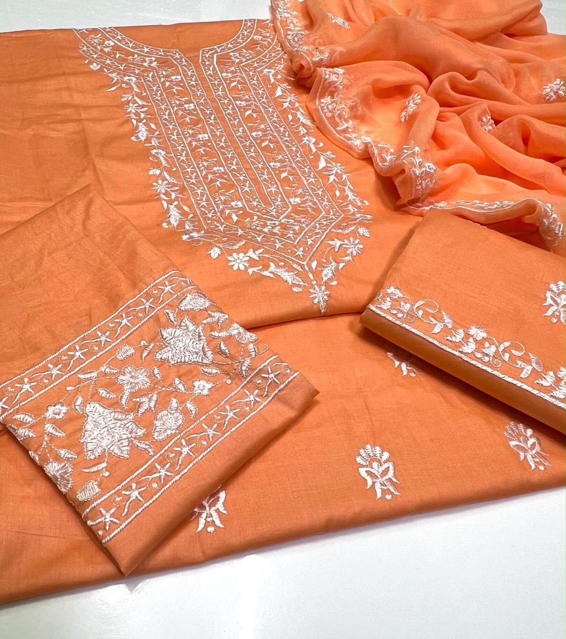 SHAISTA LODHI STYLE EMBROIDERED LAWN COTTON THREE PIECE
