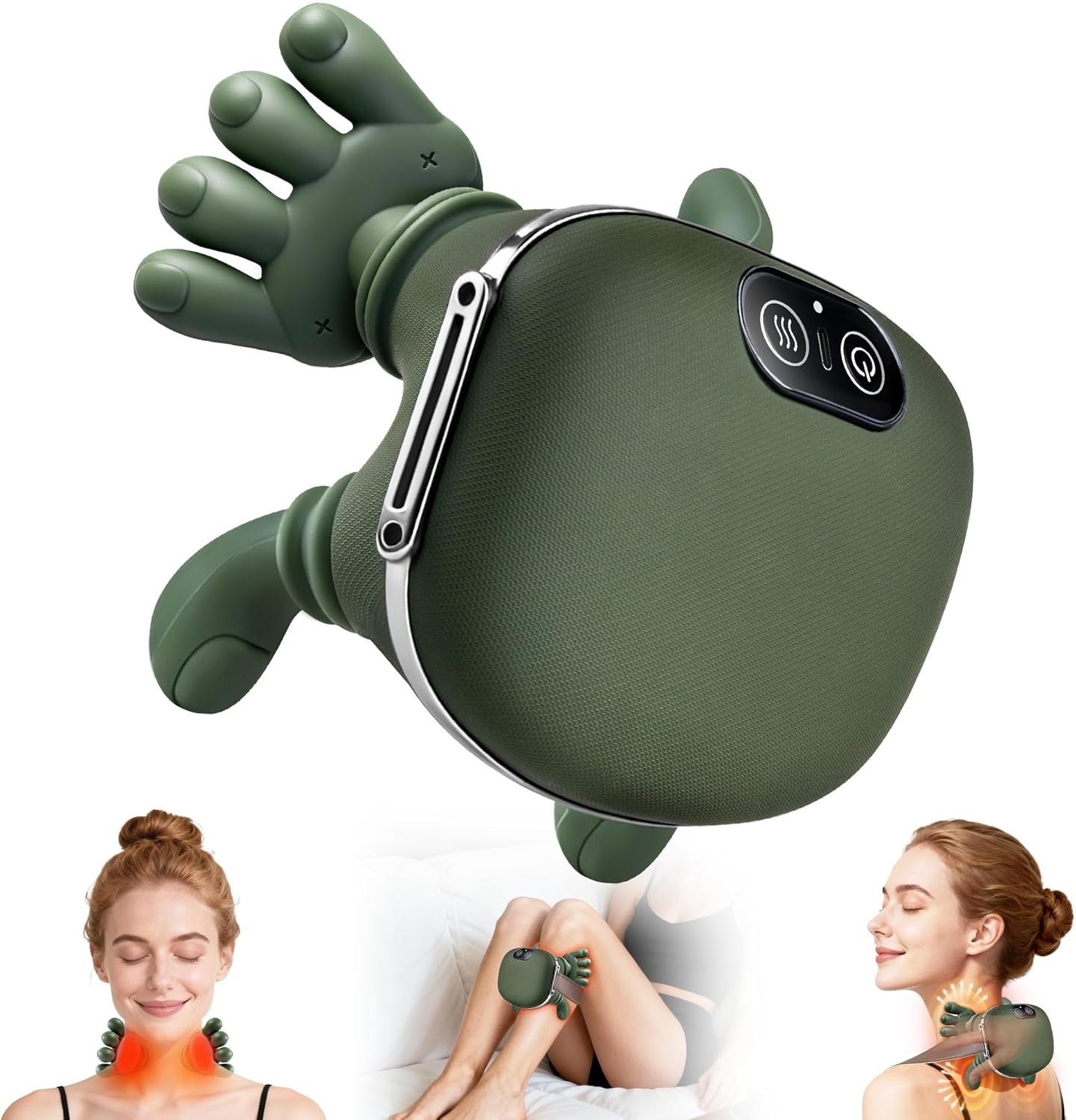 Electric Neck & Shoulder Massager | 3 Level Heating Hand Shape Massager Deep Kneading Cervical Massage Machine Neck Massager Machine | Pain Relief Relaxation Device , Massager Machine for relaxing muscles 💆‍♀️ Deep Shiatsu Massage – Simulates real hand