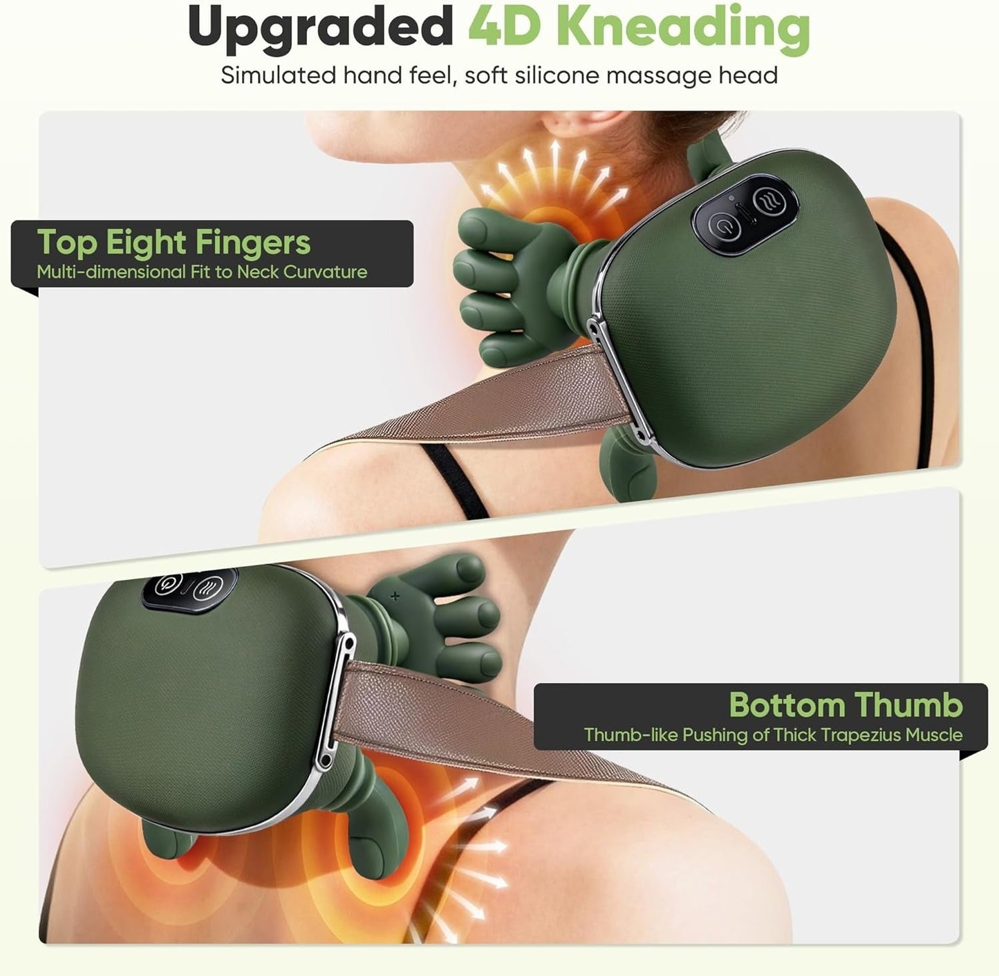Electric Neck & Shoulder Massager | 3 Level Heating Hand Shape Massager Deep Kneading Cervical Massage Machine Neck Massager Machine | Pain Relief Relaxation Device , Massager Machine for relaxing muscles 💆‍♀️ Deep Shiatsu Massage – Simulates real hand