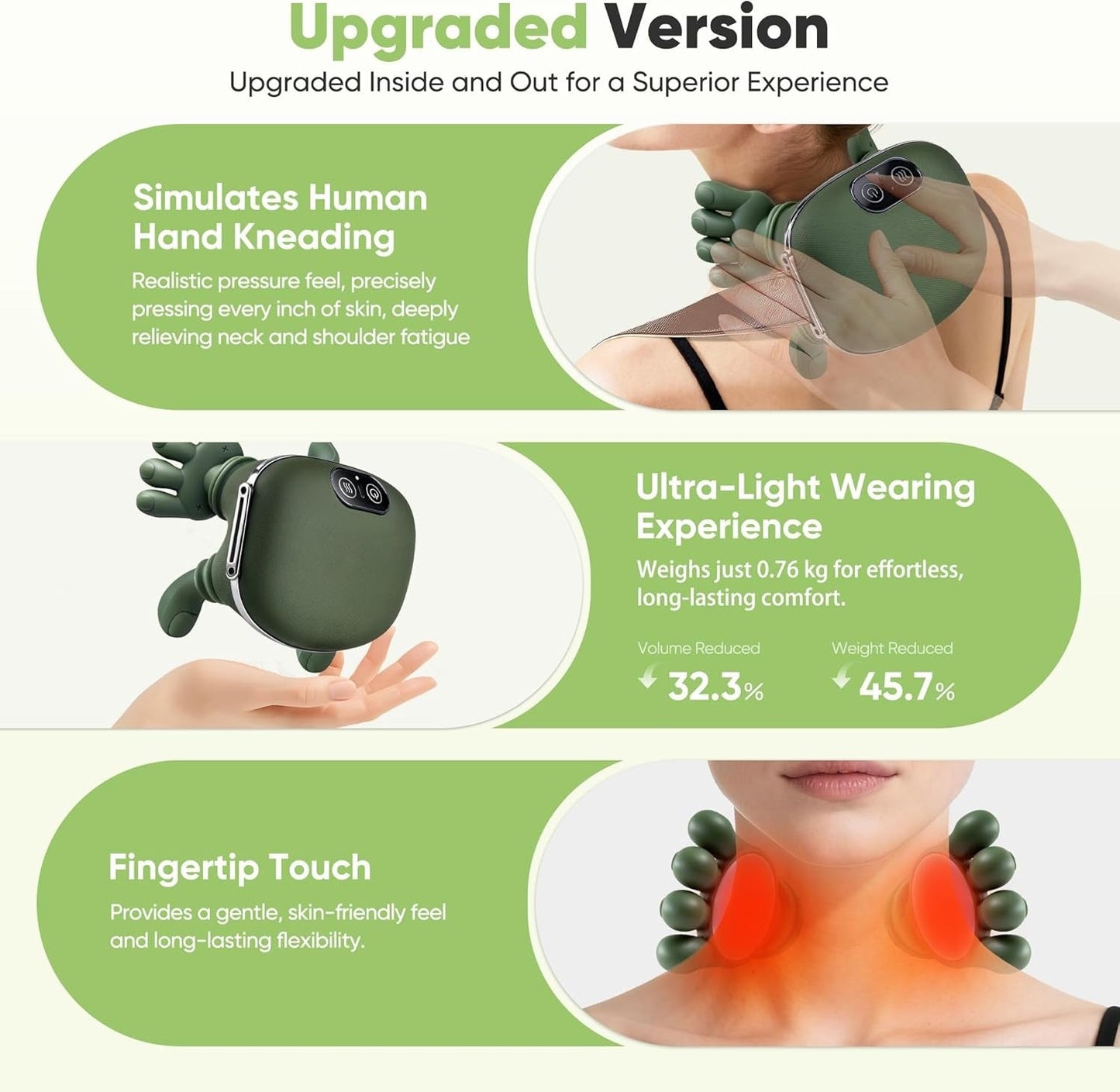 Electric Neck & Shoulder Massager | 3 Level Heating Hand Shape Massager Deep Kneading Cervical Massage Machine Neck Massager Machine | Pain Relief Relaxation Device , Massager Machine for relaxing muscles 💆‍♀️ Deep Shiatsu Massage – Simulates real hand
