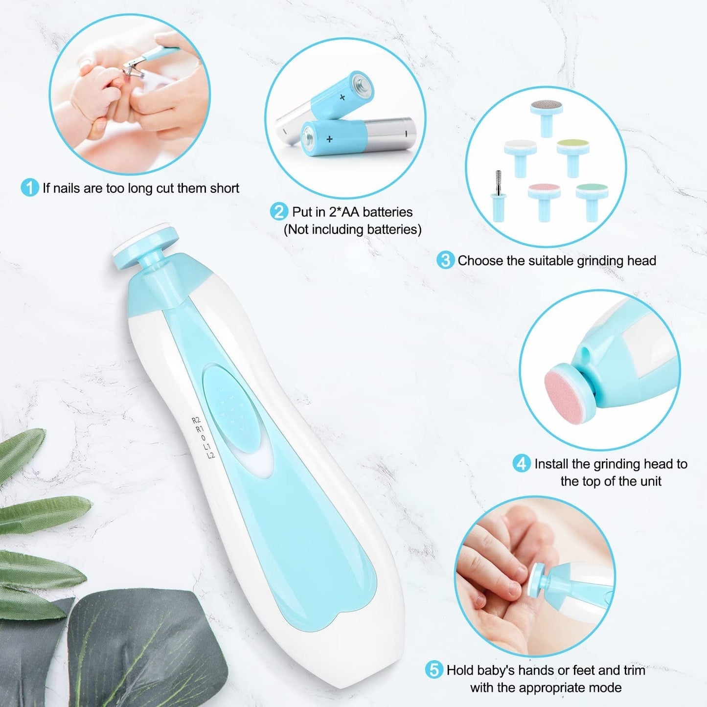 Baby Nail Trimmer Portable Electric Baby Manicure Pedicure Nail Clippers Infant Newborn Baby Nail Cutter